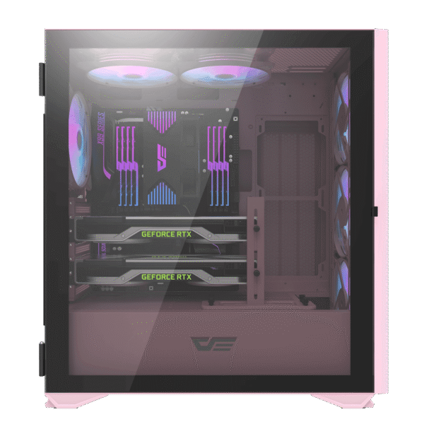 Darkflash DLX21 Pink E-ATX Mesh Swing Door Tempered Glass Case - Darkflash DLX21 Pink