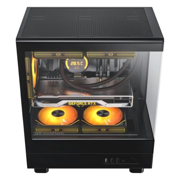 202405140020501 Darkflash DB330M Black mATX Panoramic Tempered Glass Gaming Case USB 3.0 - Darkflash DB330M Black
