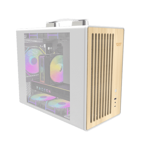 Darkflash WD200 White mATX Wood Front Panel Compact PC Case USB Type-C - Darkflash WD200 White