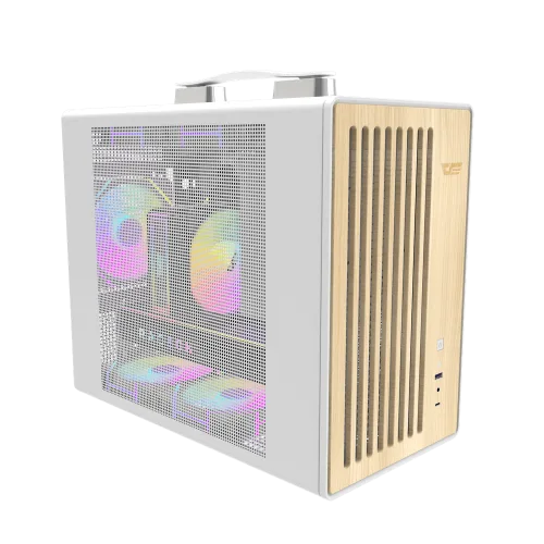 Darkflash WD200 White mATX Wood Front Panel Compact PC Case USB Type-C - Darkflash WD200 White