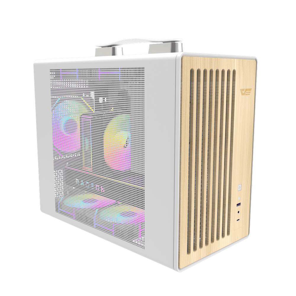 Darkflash WD200 White mATX Wood Front Panel Compact PC Case USB Type-C – Darkflash WD200 White