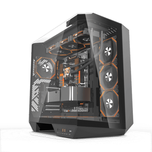 Darkflash DY470 Black E-ATX Panoramic Three-Sided Tempered Glass Dual-Chamber Back-Connect Premium Case - Darkflash DY470 Black