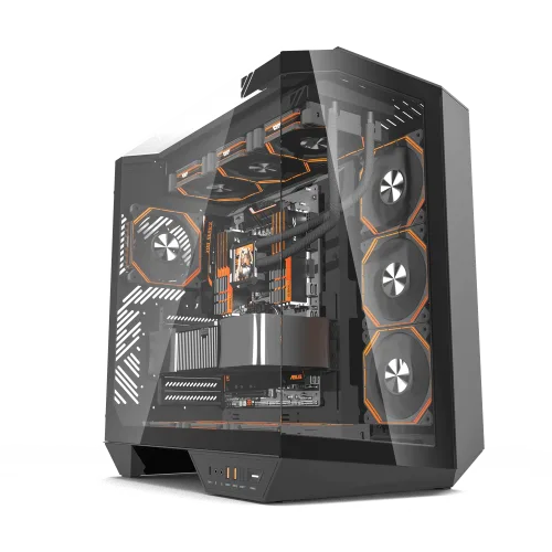 Darkflash DY470 Black E-ATX Panoramic Three-Sided Tempered Glass Dual-Chamber Back-Connect Premium Case - Darkflash DY470 Black
