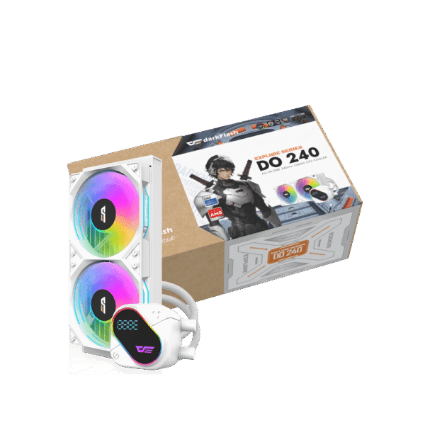 Darkflash Explore DO-240 White AIO Liquid Cooler LCD Display 240mm ARGB - Darkflash Explore DO-240 White