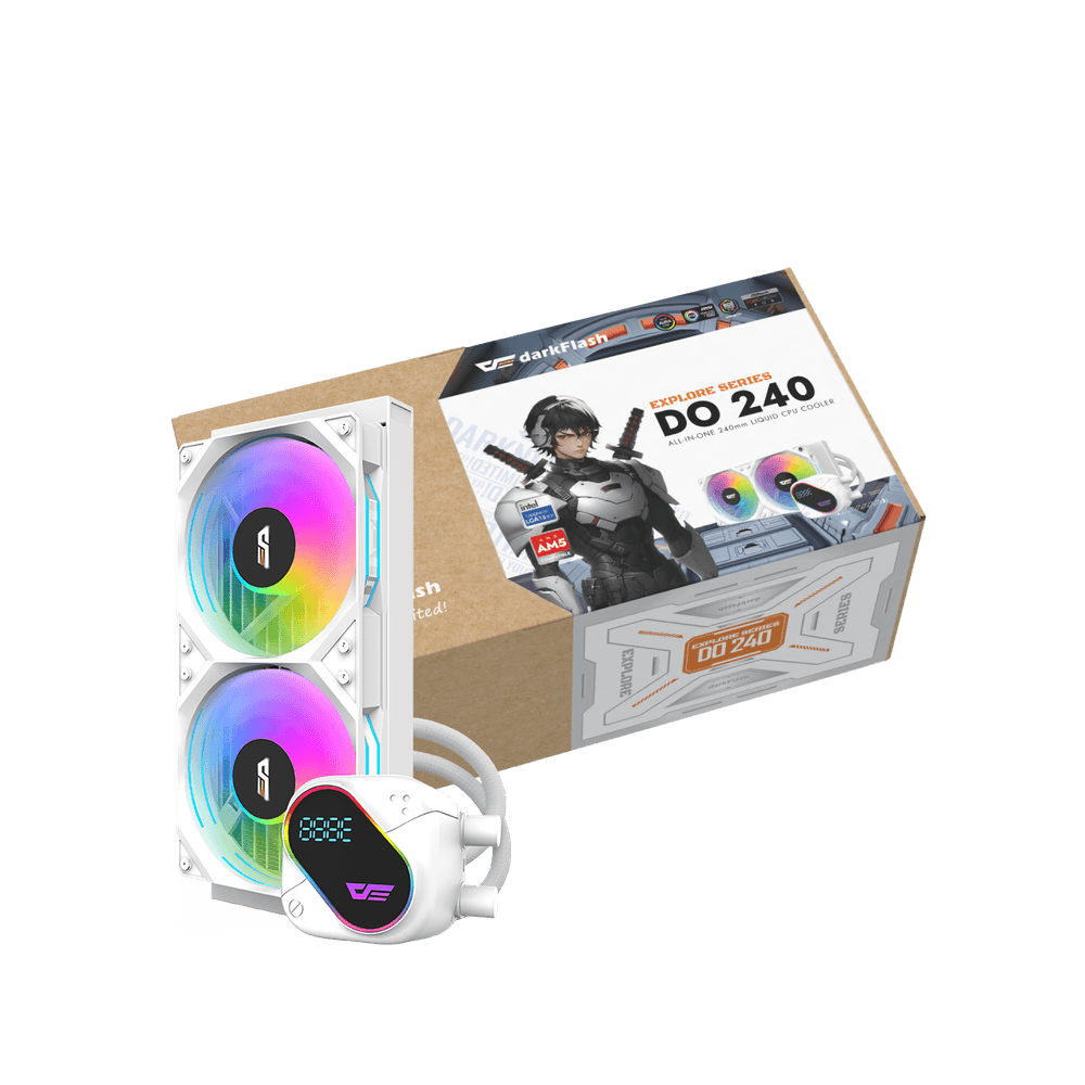 Darkflash Explore DO-240 White AIO Liquid Cooler LCD Display 240mm ARGB – Darkflash Explore DO-240 White