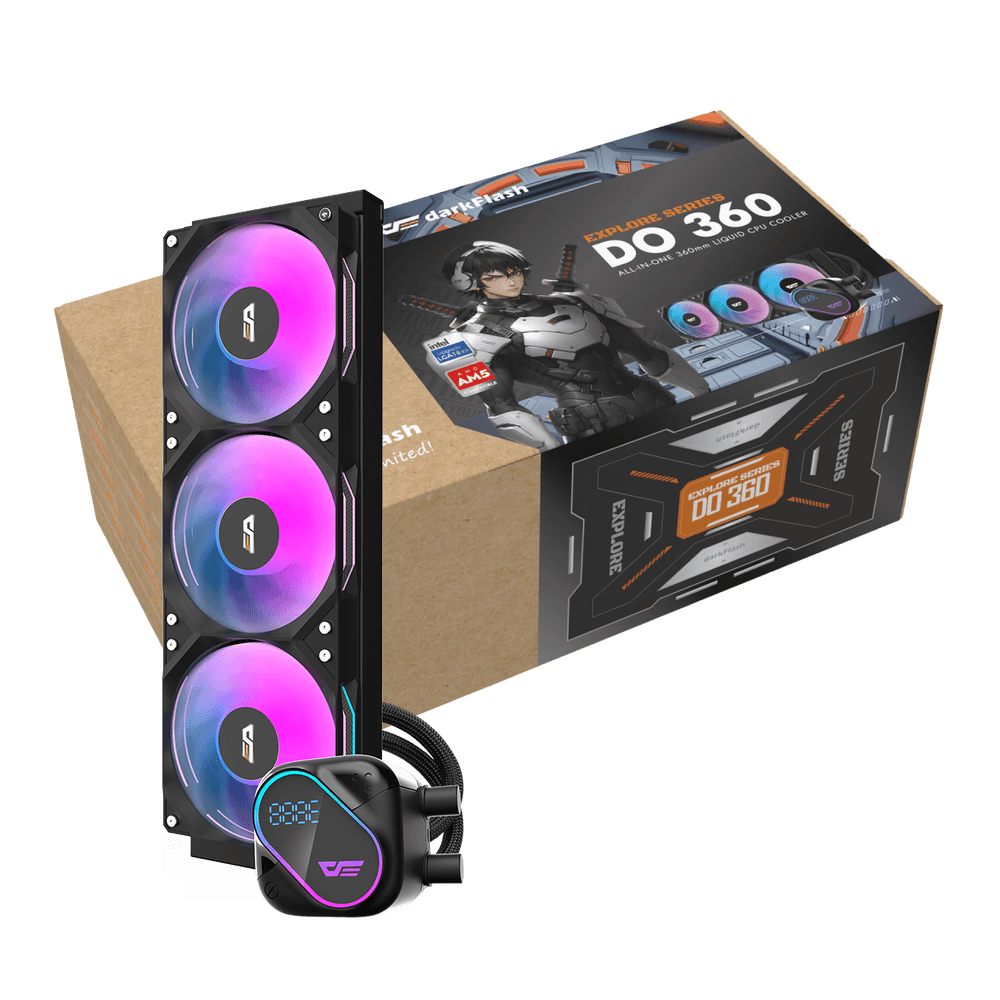Darkflash Explore DO-360 Black AIO Liquid Cooler LCD Display 360mm ARGB – Darkflash Explore DO-360 Black