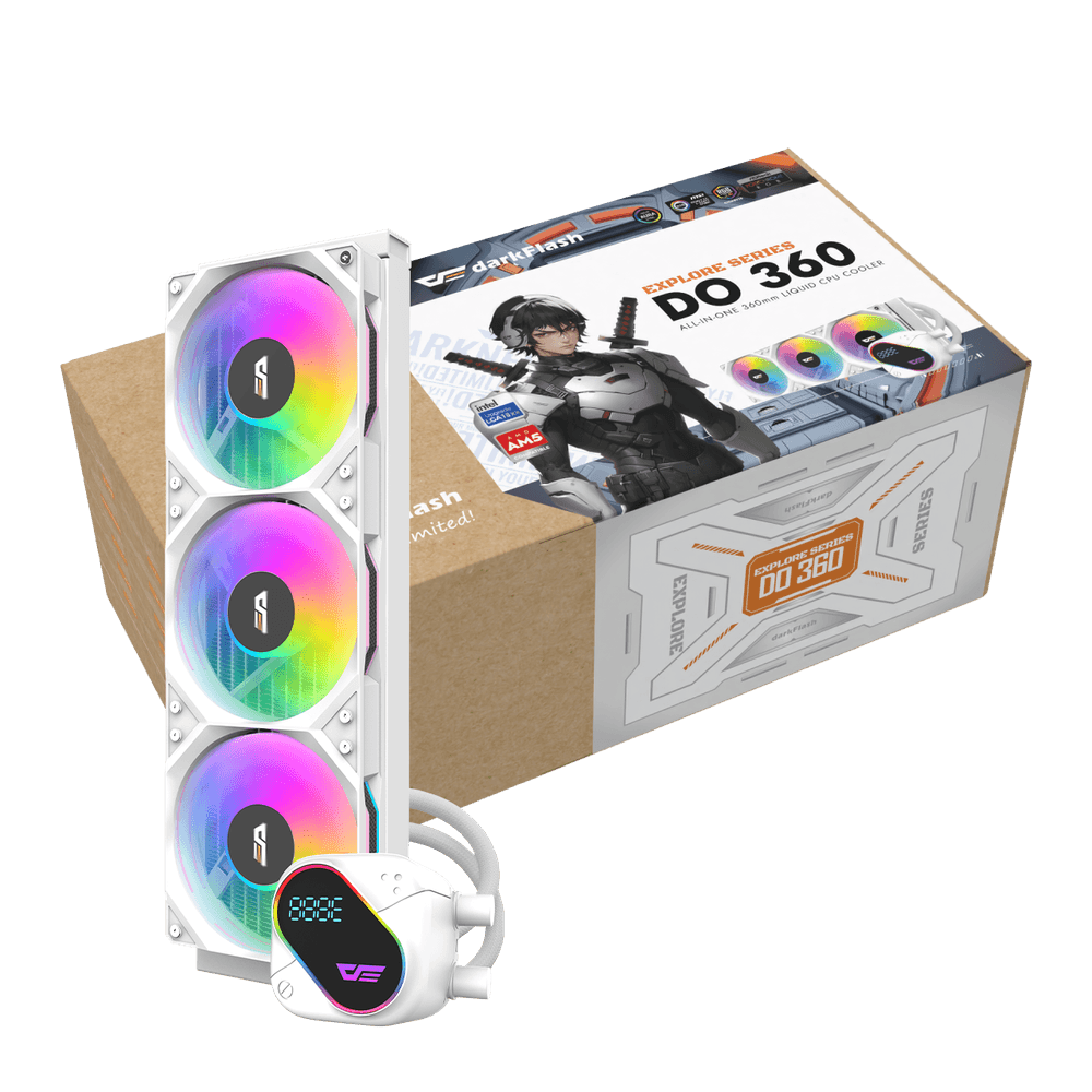 Darkflash Explore DO-360 White AIO Liquid Cooler LCD Display 360mm ARGB – Darkflash Explore DO-360 White