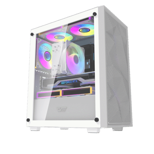 Darkflash M305 Mesh White mATX High Airflow Gaming Case Tempered Glass USB 3.0 - Darkflash M305 Mesh White