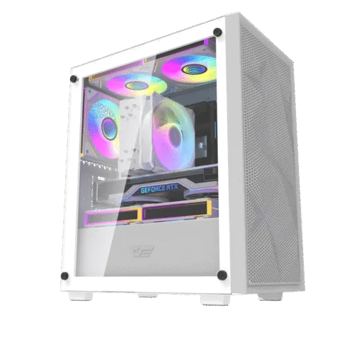 Darkflash M305 Mesh White mATX High Airflow Gaming Case Tempered Glass USB 3.0 - Darkflash M305 Mesh White