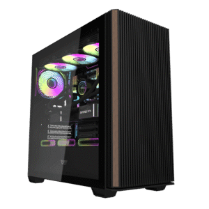 Darkflash DS900WS Black ATX Panoramic Wood Accent Gaming Case USB Type-C - Darkflash DS900WS Black