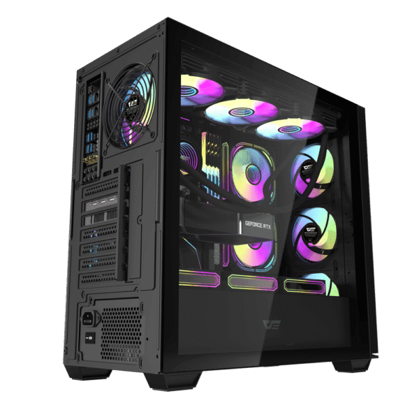 Darkflash DS900WS Black ATX Panoramic Wood Accent Gaming Case USB Type-C - Darkflash DS900WS Black