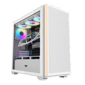 Darkflash DS900WS White ATX Panoramic Wood Accent Gaming Case USB Type-C - Darkflash DS900WS White