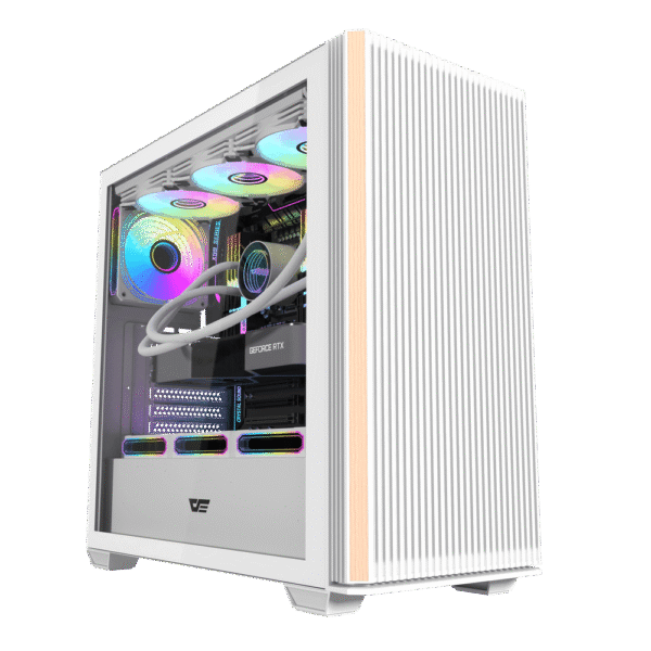 Darkflash DS900WS White ATX Panoramic Wood Accent Gaming Case USB Type-C - Darkflash DS900WS White