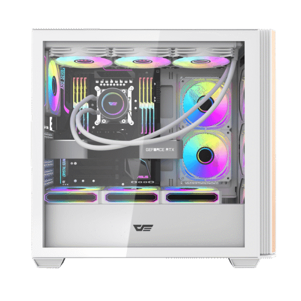 Darkflash DS900WS White ATX Panoramic Wood Accent Gaming Case USB Type-C - Darkflash DS900WS White
