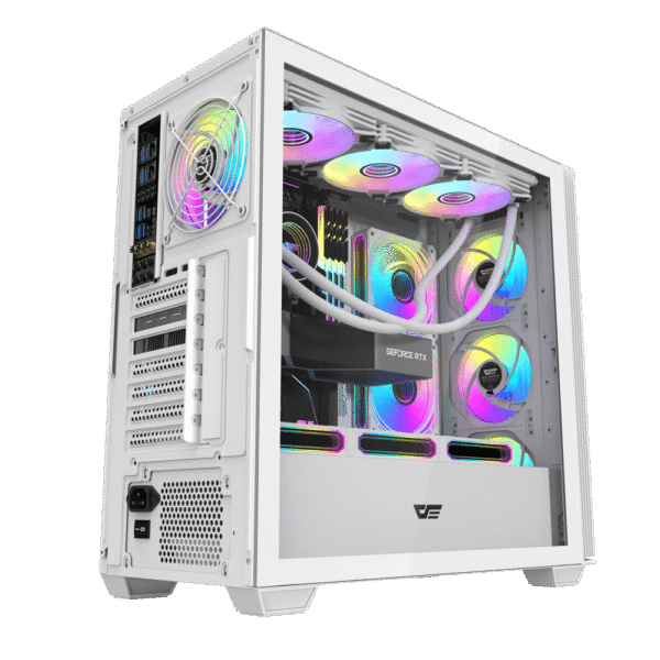 Darkflash DS900WS White ATX Panoramic Wood Accent Gaming Case USB Type-C - Darkflash DS900WS White