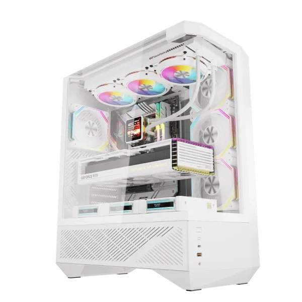 202508180077264 Darkflash DY460 White ATX Mid-Tower Panoramic Three-Sided Tempered Glass Dual-Chamber Back-Connect Case - Darkflash DY460 White