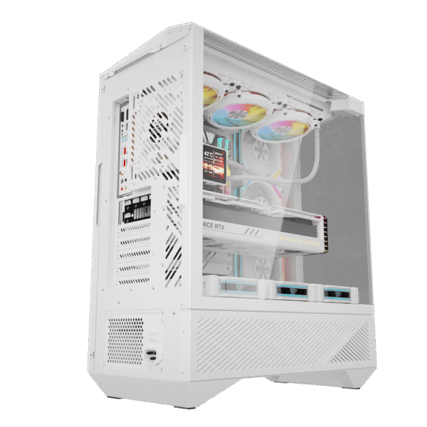 Darkflash DY460 White ATX Mid-Tower Panoramic Three-Sided Tempered Glass Dual-Chamber Back-Connect Case - Darkflash DY460 White