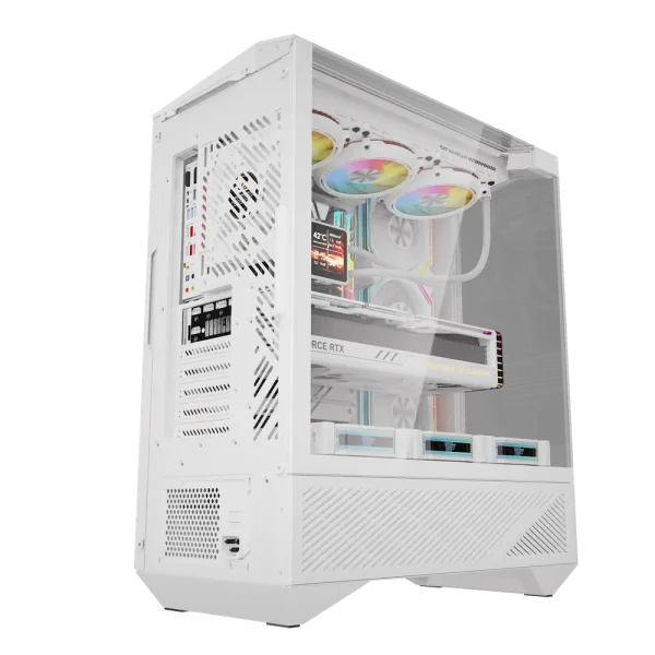 202508180077265 Darkflash DY460 White ATX Mid-Tower Panoramic Three-Sided Tempered Glass Dual-Chamber Back-Connect Case - Darkflash DY460 White