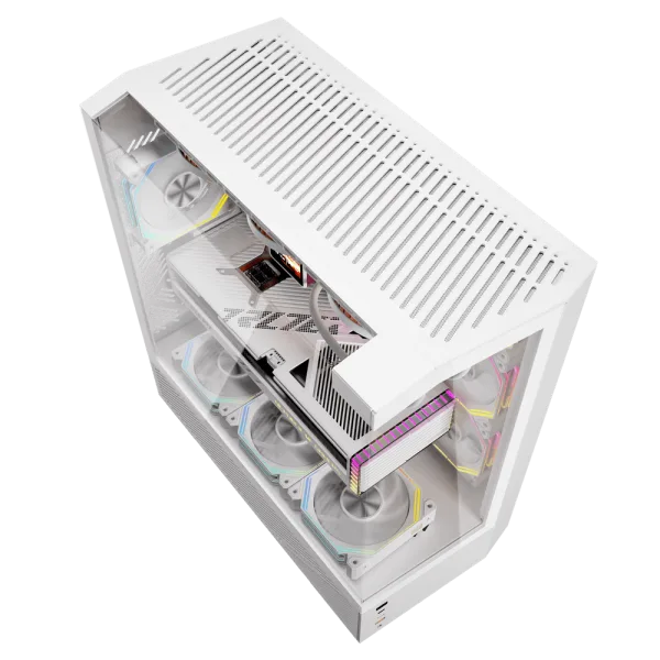 202508180077266 Darkflash DY460 White ATX Mid-Tower Panoramic Three-Sided Tempered Glass Dual-Chamber Back-Connect Case - Darkflash DY460 White