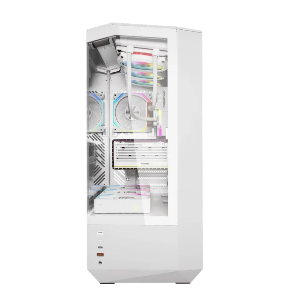 202508180077267 Darkflash DY460 White ATX Mid-Tower Panoramic Three-Sided Tempered Glass Dual-Chamber Back-Connect Case - Darkflash DY460 White