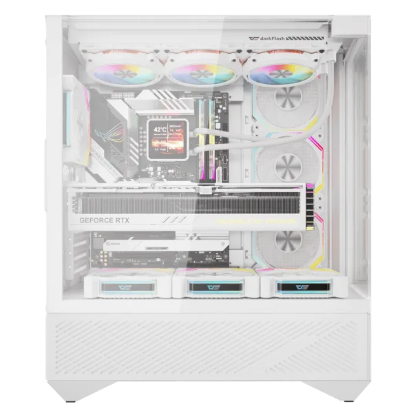 202508180077269 Darkflash DY460 White ATX Mid-Tower Panoramic Three-Sided Tempered Glass Dual-Chamber Back-Connect Case - Darkflash DY460 White