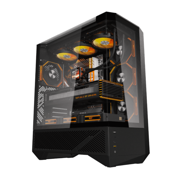 Darkflash DY460 Black ATX Mid-Tower Panoramic Three-Sided Tempered Glass Dual-Chamber Back-Connect Case - Darkflash DY460 Black