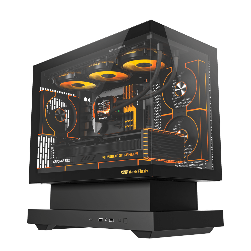 Darkflash Floatron F1 Black mATX Panoramic Floating Design Gaming Case USB Type-C – Darkflash Floatron F1 Black