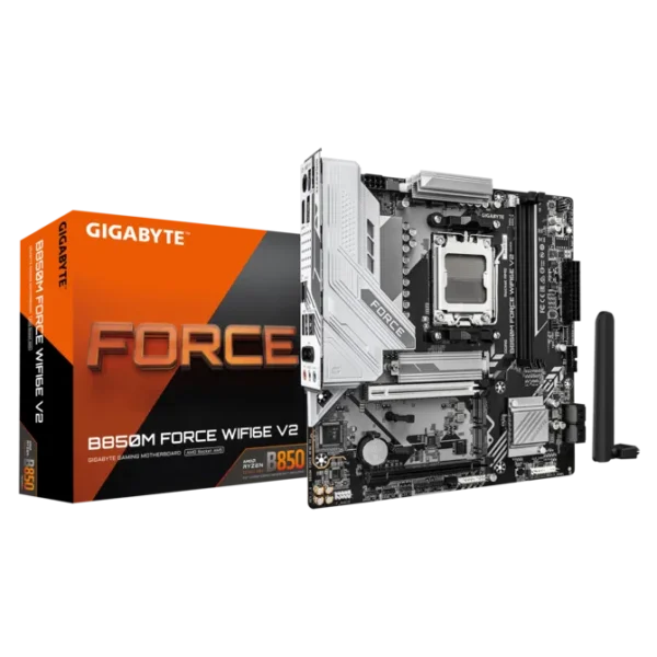 GIGABYTE B850M FORCE WIFI6E V2 AMD AM5 B850 Micro-ATX Motherboard DDR5 PCIe 5.0 - GA-B850M-FORCE-WF6E-V2