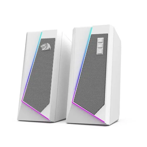 Redragon Anvil White 2.0 Channel RGB Desktop Speakers Touch Control Enhanced Bass - Redragon ANVIL WHITE RD GS520