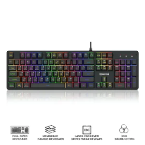 Redragon Nagato Wired Gaming Keyboard Membrane 104 Key RGB 25-Key Rollover - Redragon NAGATO RD K514-RGB