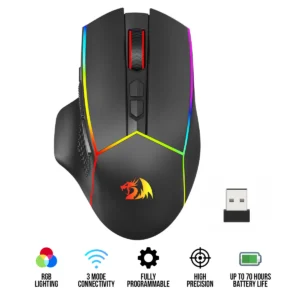 Redragon Axe Pro Tri-Mode Gaming Mouse 8000 DPI RGB Rapid Fire - Redragon AXE PRO RD M814RGB-PRO