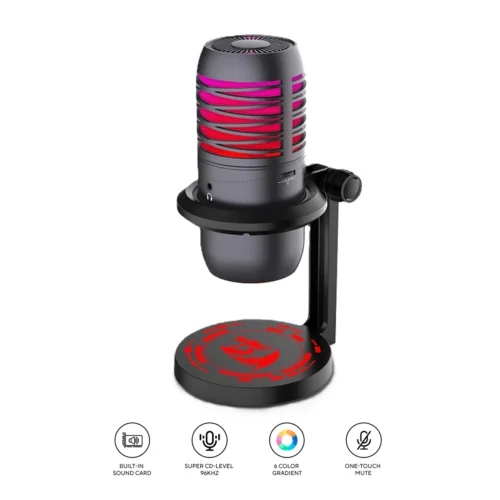 Redragon Nebula Cardioid Gaming Microphone Built-in Sound Card 96kHz RGB - RD GM-211