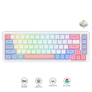 Redragon Nova Pro 65% Gasket Mounted Tri-Mode Wireless Mechanical Keyboard RGB Hot-Swap - Redragon NOVA PRO RD-K709WBP-RGB-PRO