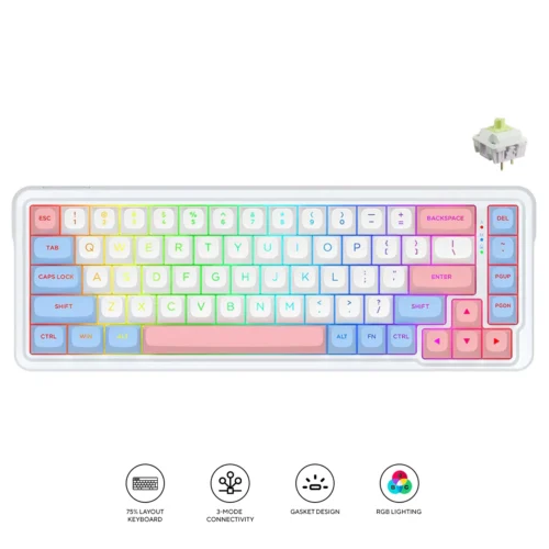 Redragon Nova Pro 65% Gasket Mounted Tri-Mode Wireless Mechanical Keyboard RGB Hot-Swap - Redragon NOVA PRO RD-K709WBP-RGB-PRO