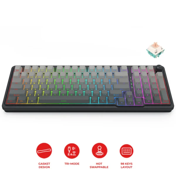 Redragon Eisa Pro 96% Side Print Tri-Mode Wireless Mechanical Keyboard Gasket Mount RGB - Redragon EISA PRO RD K686SP-RGB-PRO