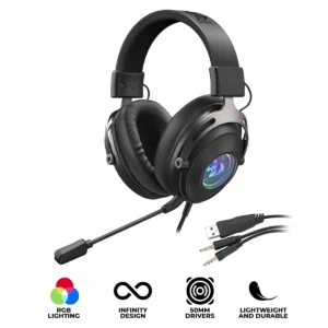 Redragon Arrorain Virtual 7.1 Surround Sound Wired Gaming Headset Infinity Mirror RGB - Redragon ARRORAIN RD H389USB