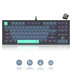 Redragon Bes TKL Mechanical Gaming Keyboard Silver Switch White Backlit 87 Key - Redragon BES RD K611-BGB