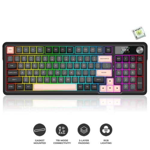 Redragon Galatin Pro 96% Gasket Mounted Tri-Mode Wireless Mechanical Keyboard LCD Screen RGB - Redragon GALATIN PRO RD K719GBP-RGB-PRO
