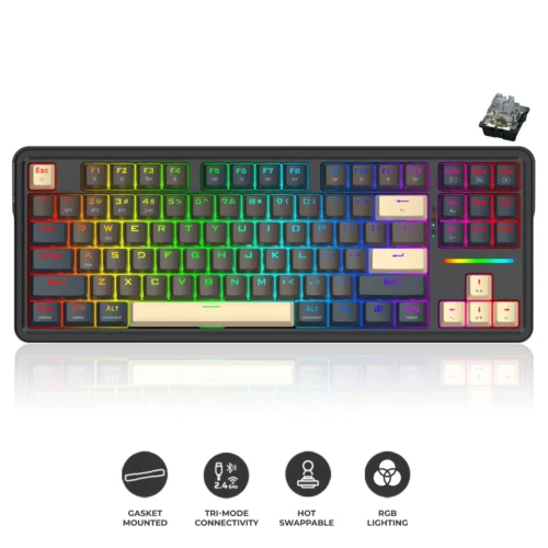 Redragon Antonium Pro TKL Gasket Mounted Tri-Mode Wireless Mechanical Keyboard RGB - Redragon ANTONIUM PRO RD K728GGY-RGB-PRO