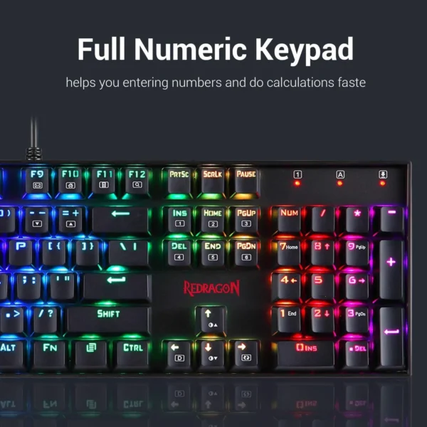 Redragon Mitra V2 104 Key RGB Mechanical Keyboard Blue Switch N-Key Rollover - Redragon MITRA V2 RD K551RGB-1