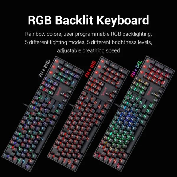 Redragon Mitra V2 104 Key RGB Mechanical Keyboard Blue Switch N-Key Rollover - Redragon MITRA V2 RD K551RGB-1