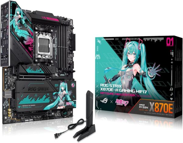 ASUS ROG Strix X870E-H Gaming WiFi 7 Hatsune Miku Edition AMD X870E AM5 ATX Motherboard - ROG STRIX X870E-H GAMING MIKU