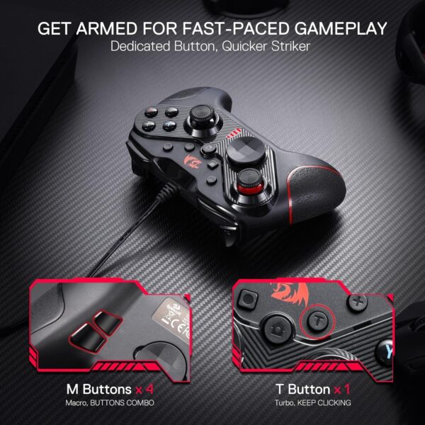Redragon Rift Wired Gamepad PC Switch PS3 Compatible Programmable Keys - G710