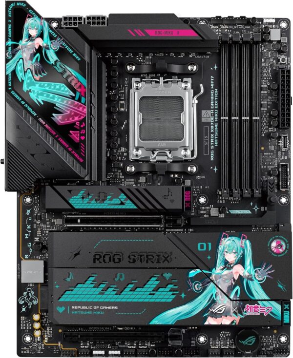ASUS ROG Strix X870E-H Gaming WiFi 7 Hatsune Miku Edition AMD X870E AM5 ATX Motherboard - ROG STRIX X870E-H GAMING MIKU