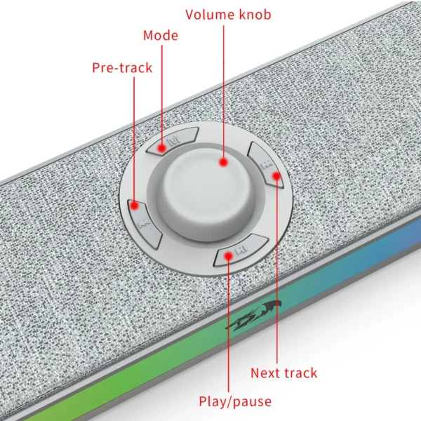 Redragon Neo RGB Grey Soundbar Bluetooth/Wired 10W Power - Redragon NEO RGB GREY RD GS515G