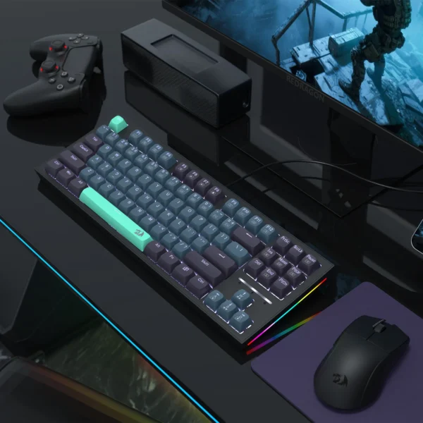 Redragon Bes TKL Mechanical Gaming Keyboard Silver Switch White Backlit 87 Key - Redragon BES RD K611-BGB