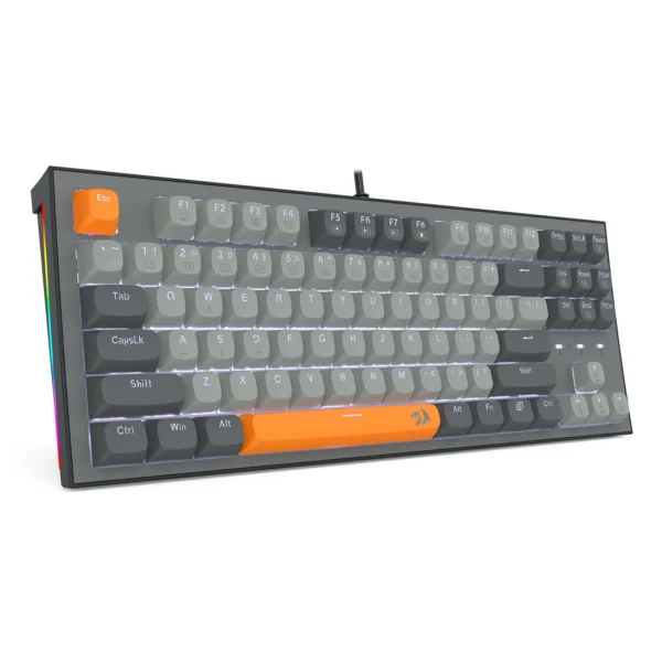 Redragon Bes TKL Mechanical Gaming Keyboard Silver Switch Grey/Orange White LED RGB Edge - Redragon BES RD K611-GGO