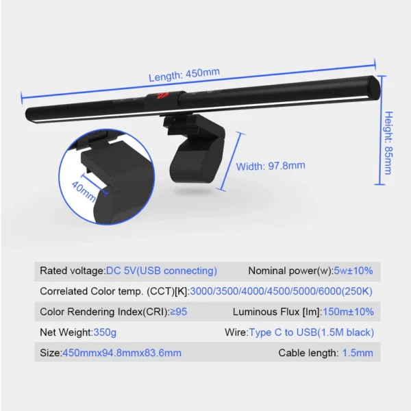 Redragon Beryl V2 Monitor Light Bar Asymmetric Eye-Care CRI95 - RD GML-113