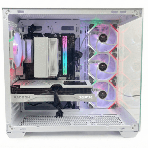 Realm | AMD Ryzen 5 7500F Mid-Range Gaming PC with Radeon RX 9060 XT 16GB GPU, 32GB DDR5 RAM, 1TB NVMe SSD, and 27-Inch 180Hz Curved Monitor - White Build for Gaming and Content Creation