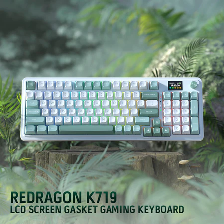 RedragonGALATINPROK71995KeysGasketRGBGamingKeyboard_1_450x450 (1) Redragon Galatin Pro White/Grey 96% Gasket Mounted Tri-Mode Wireless Mechanical Keyboard LCD Screen - Redragon GALATIN PRO RD K719WG-RGB-PRO